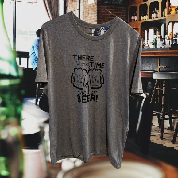 Men’s Gray T-Shirt – "There's Always Time for Beer" – Size XL - Picture 3 of 4